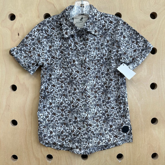 Grey Floral Button Up Shirt