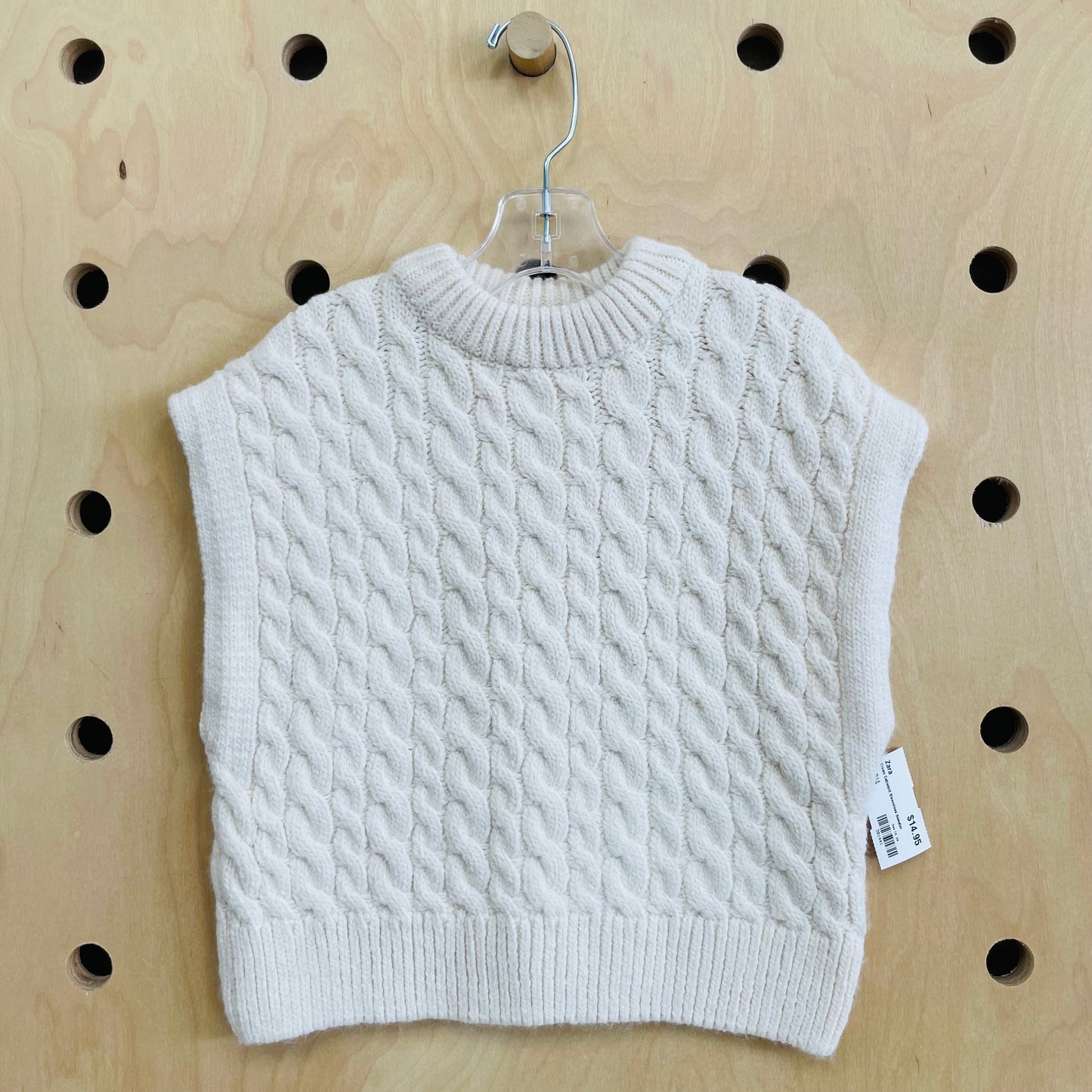 Cream Cableknit Sleeveless Sweater