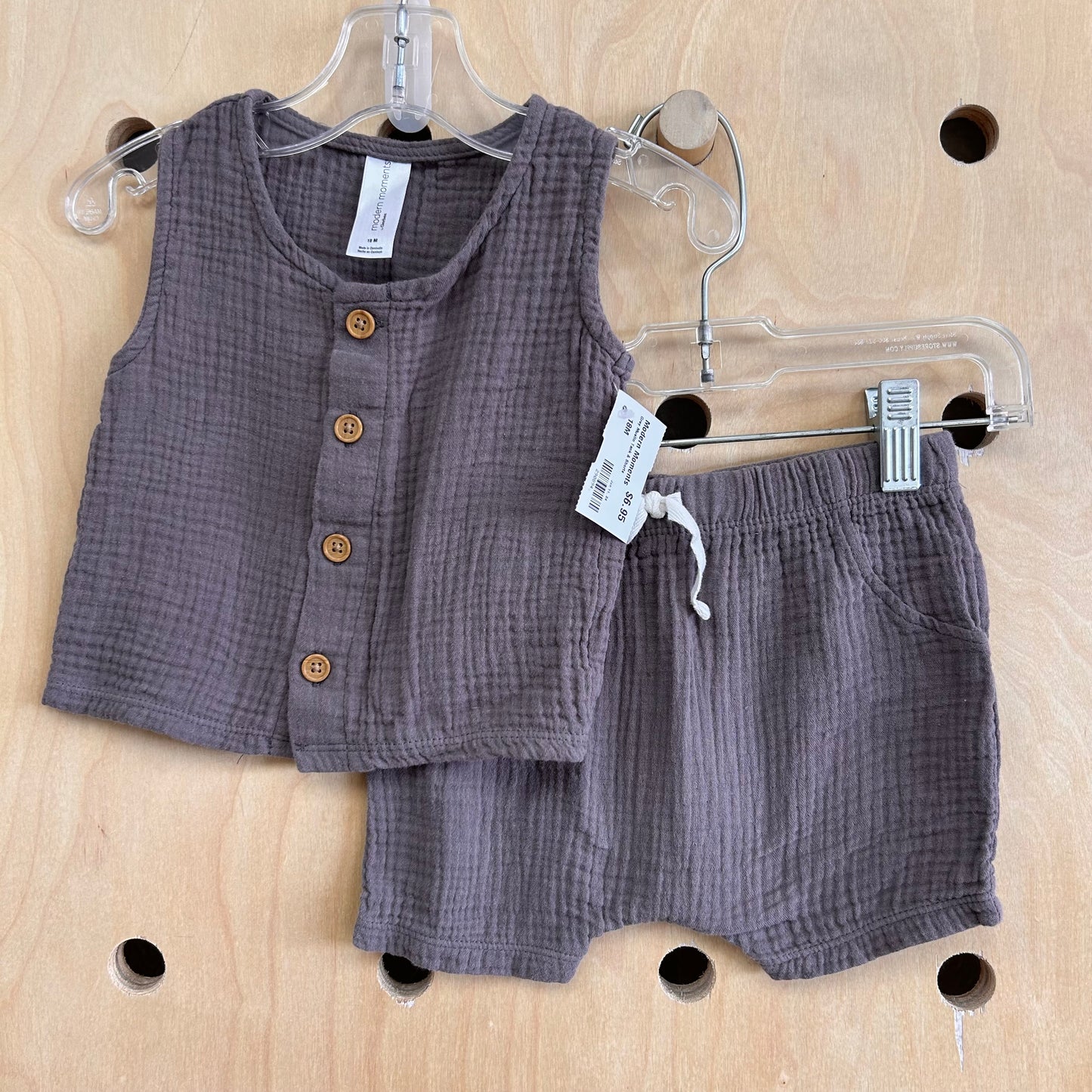 Grey Muslin Tank & Shorts