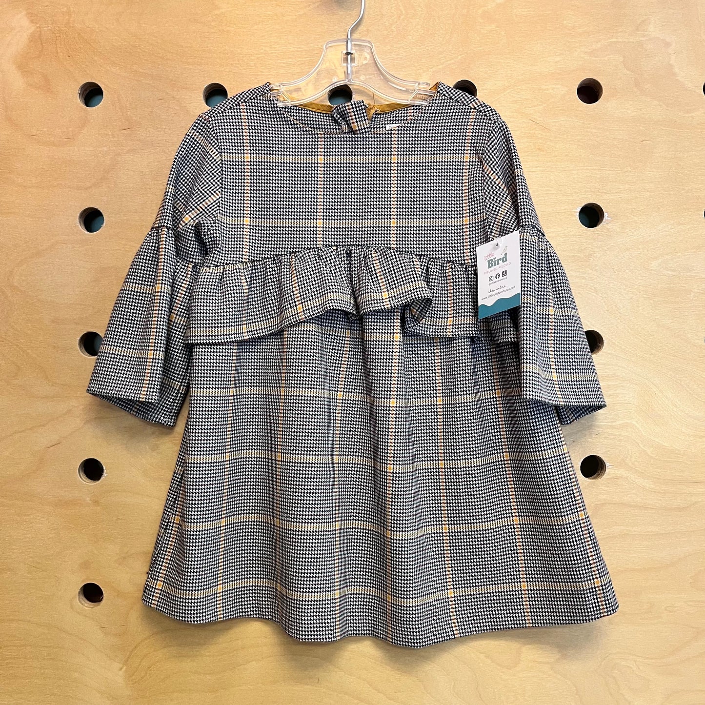 Yellow Stripe Houndstooth Dress