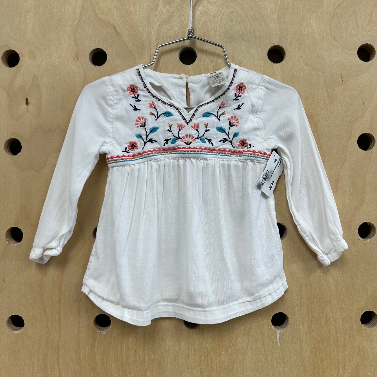 White Embroidered Floral Top