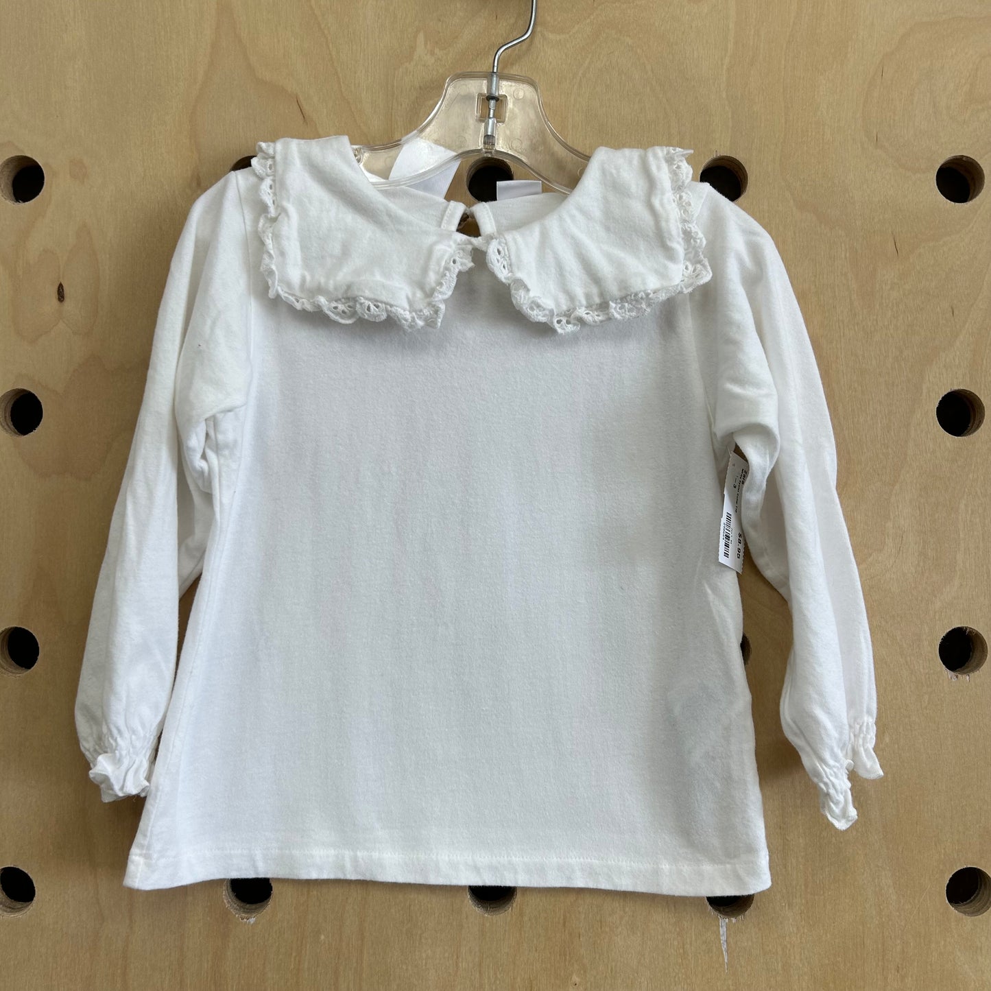 White Eyelet Collar Top