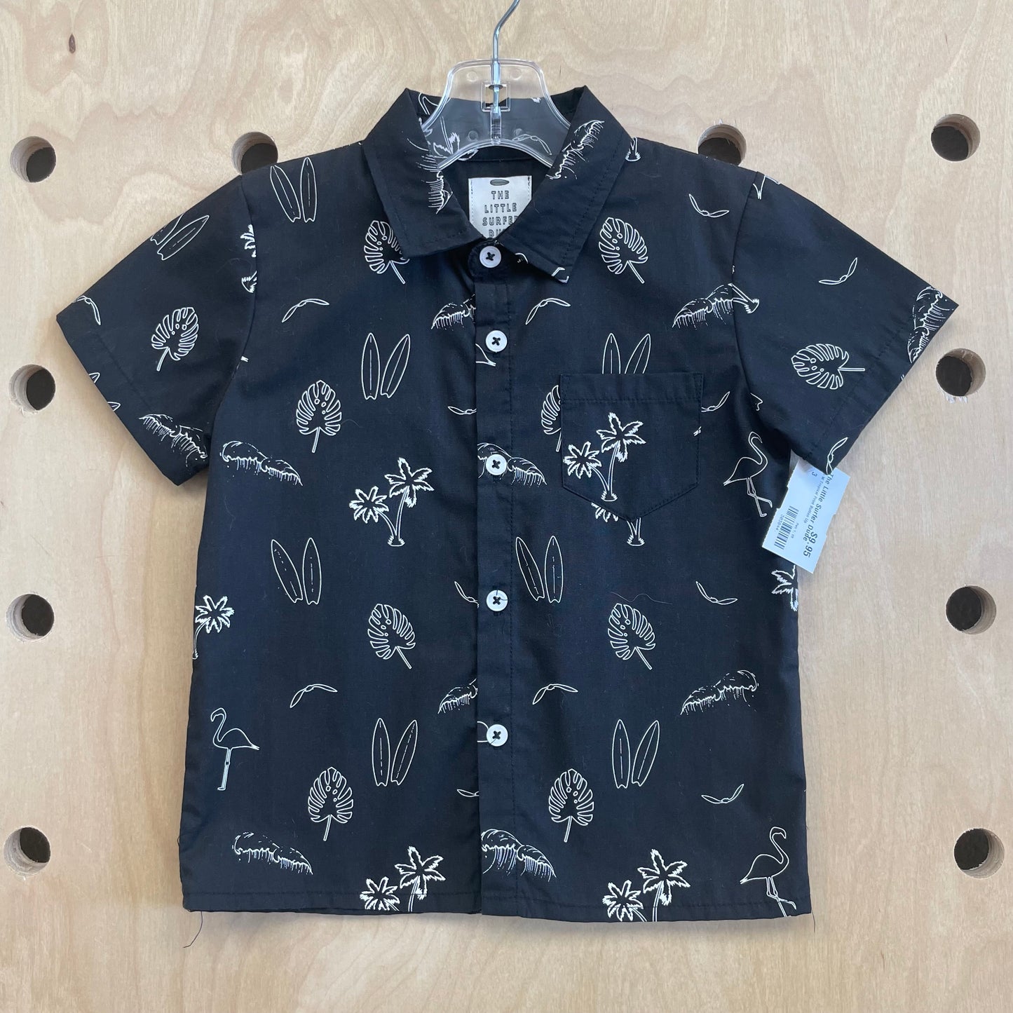 B+W Tropical Print Button Up
