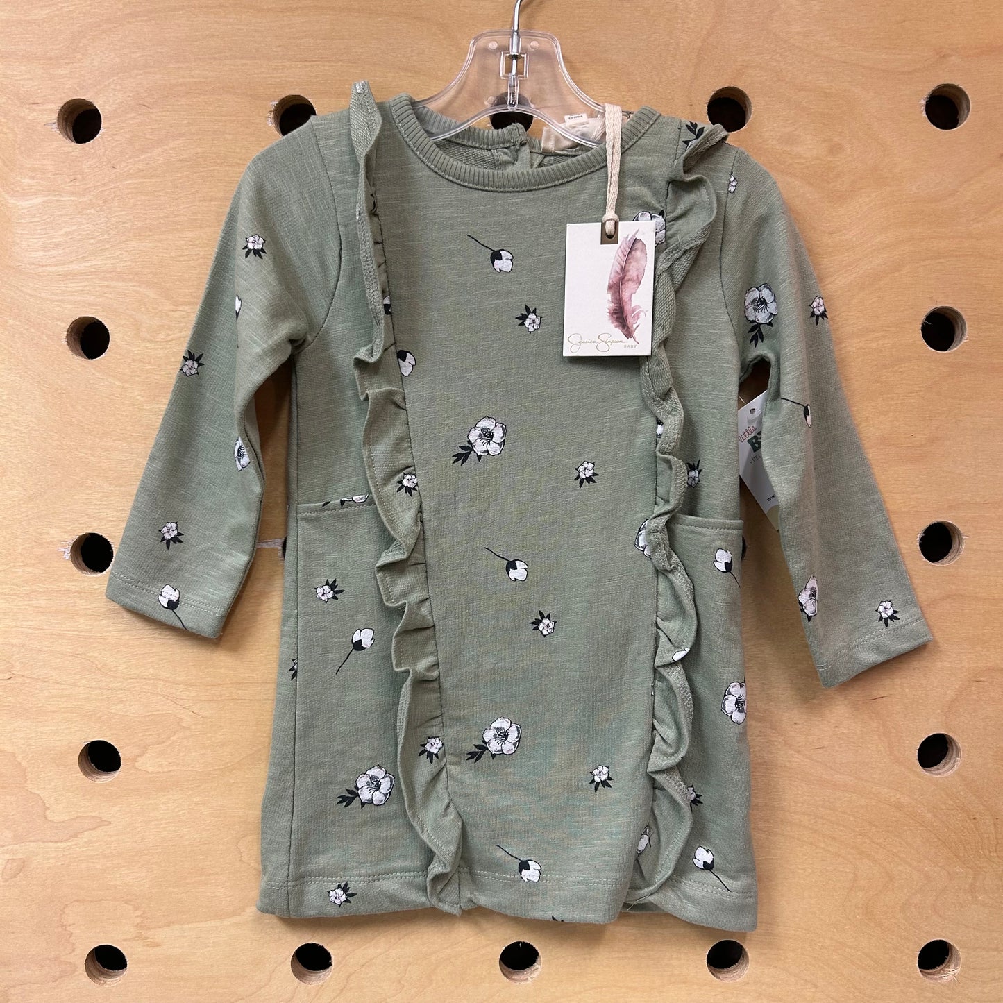 Green Floral Ruffle Dress NEW!