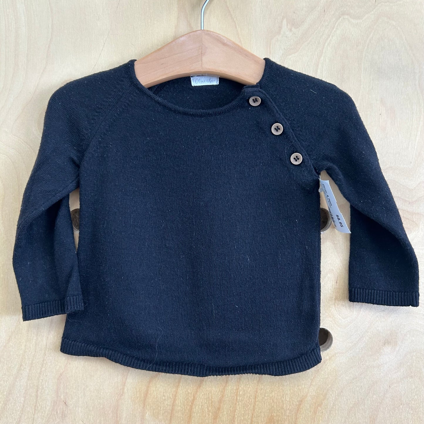 Black Button Soft Sweater