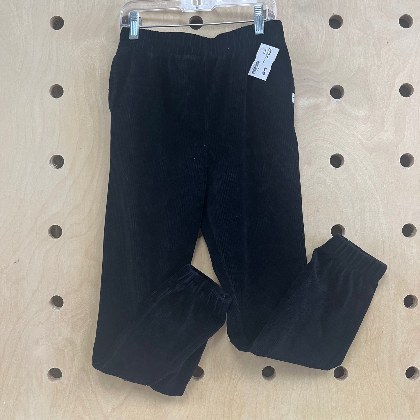 Black Ribbed Velour Joggers