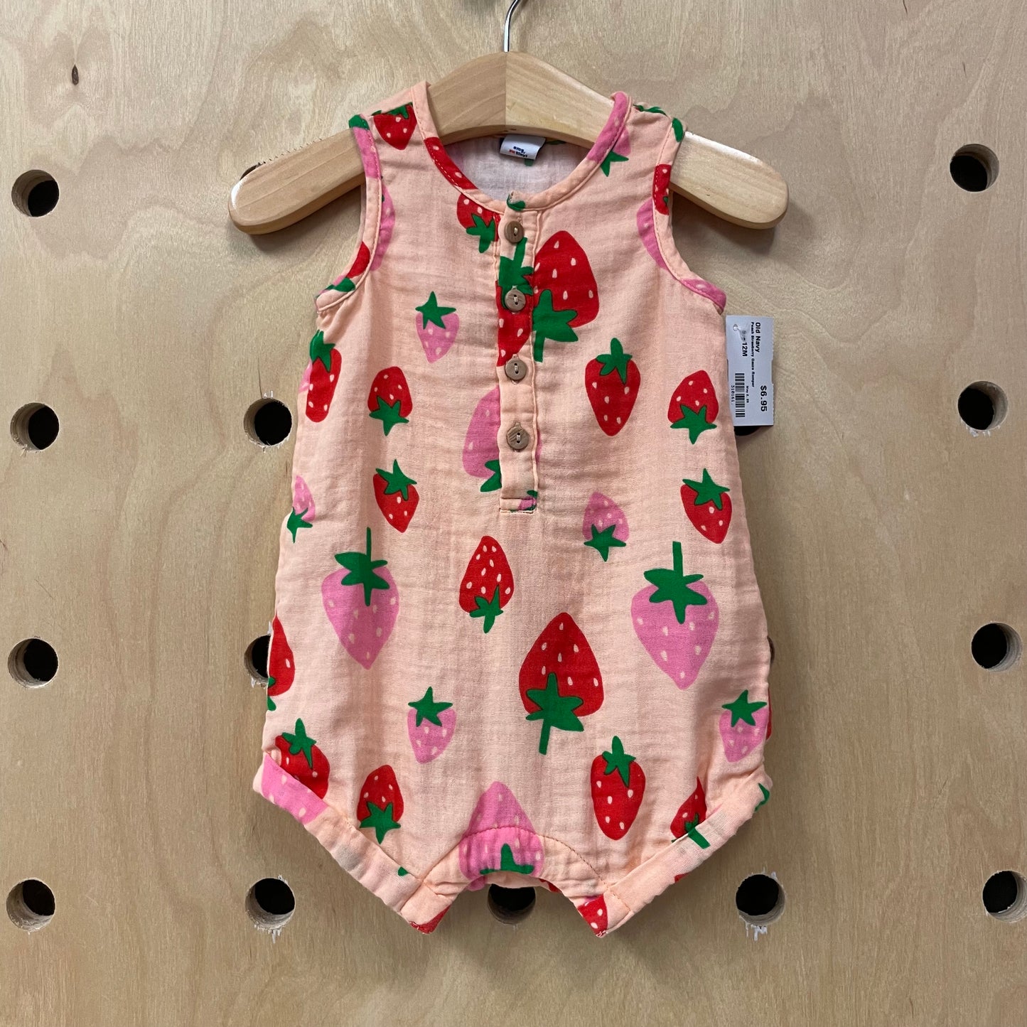 Peach Strawberry Gauze Romper