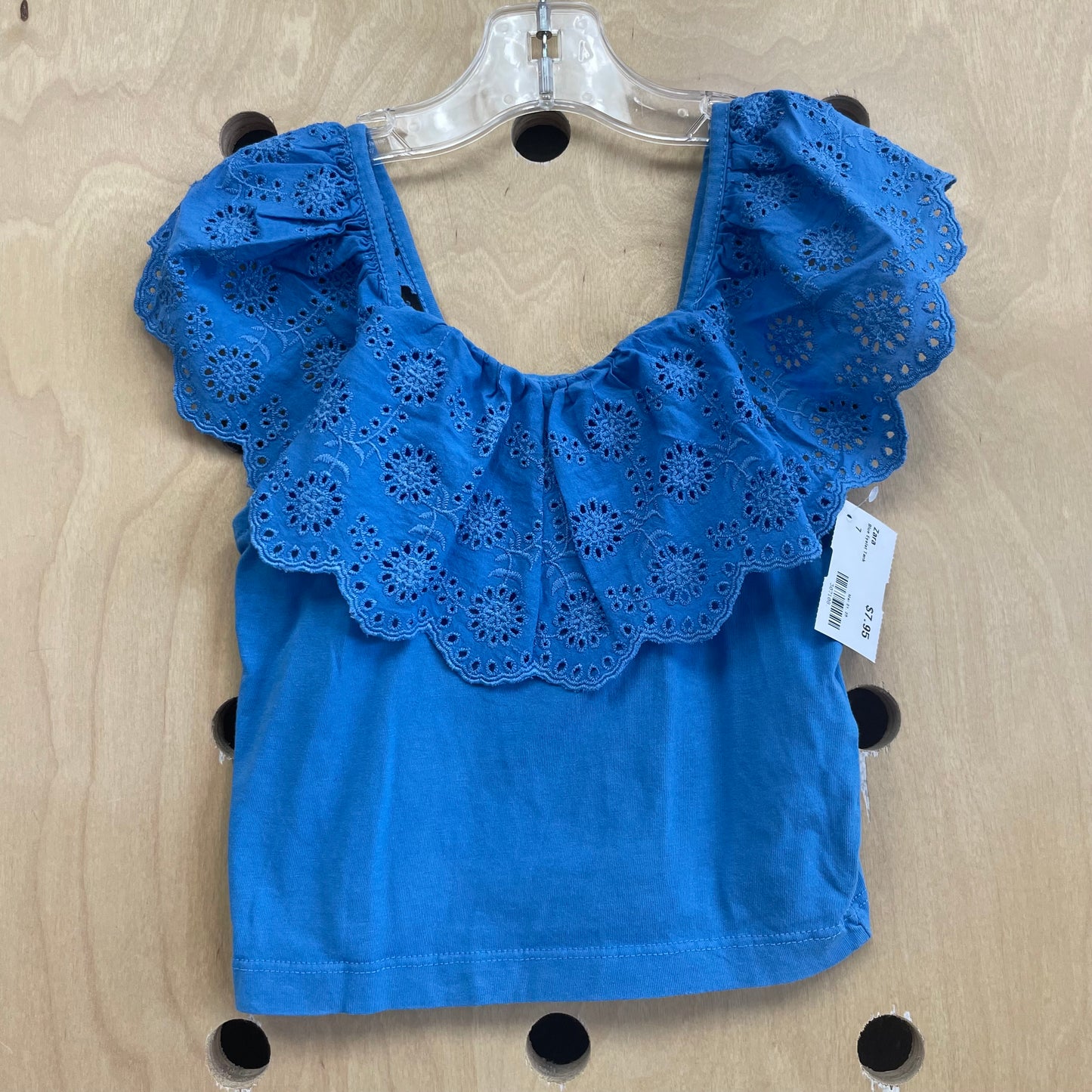 Blue Eyelet Tank