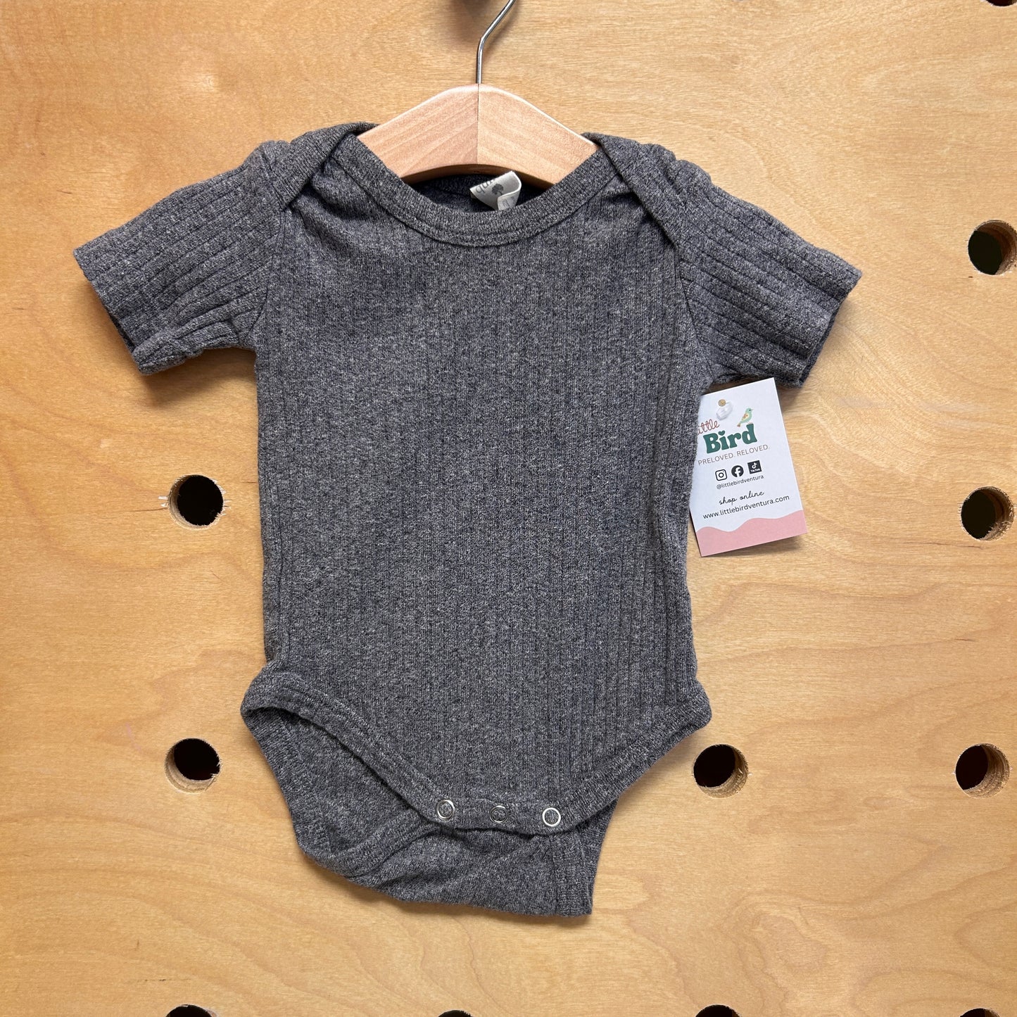 Organic Grey Ribbed Bodysuit