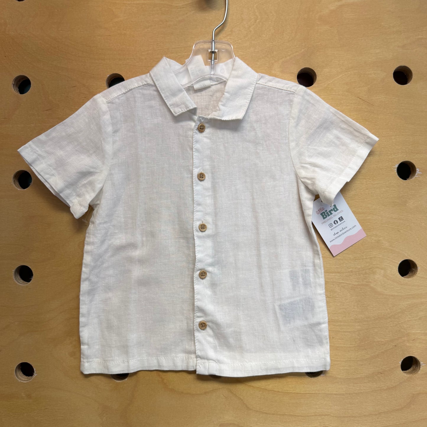 White Linen Blend Button Up