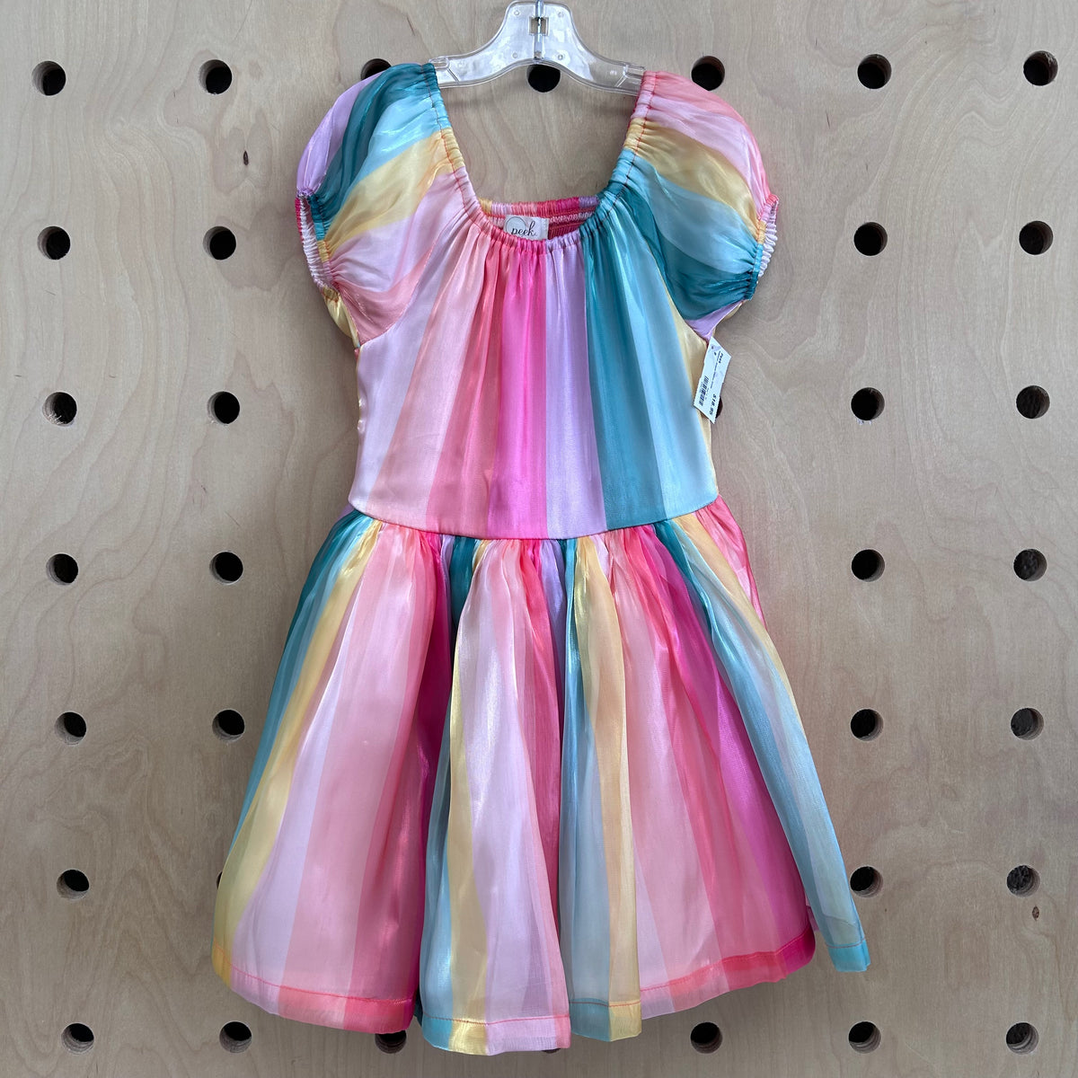 Rainbow Striped Chiffon Dress