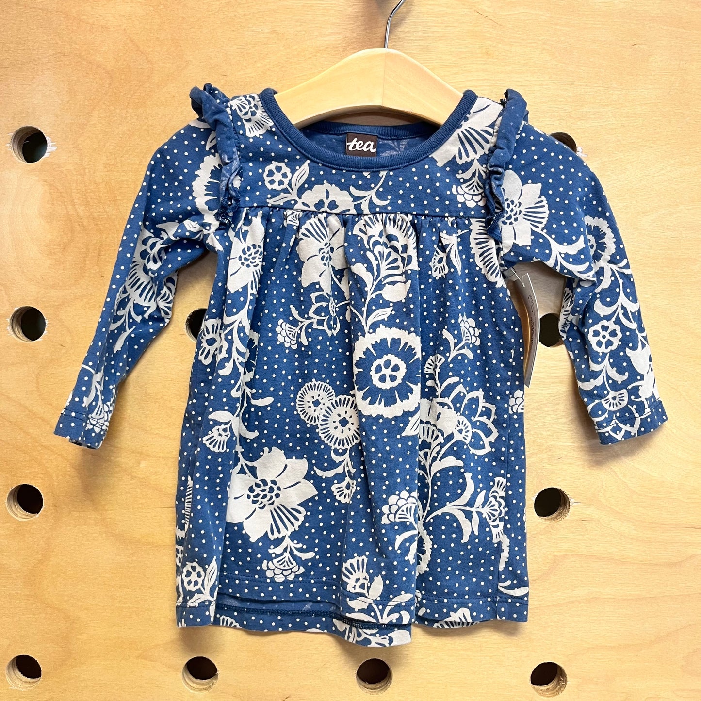 Blue Spotty Floral Dress