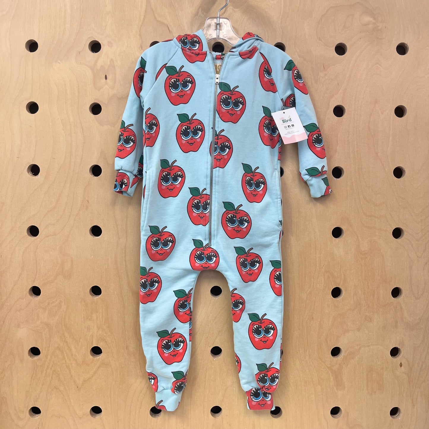 Blue Apples Hooded Romper