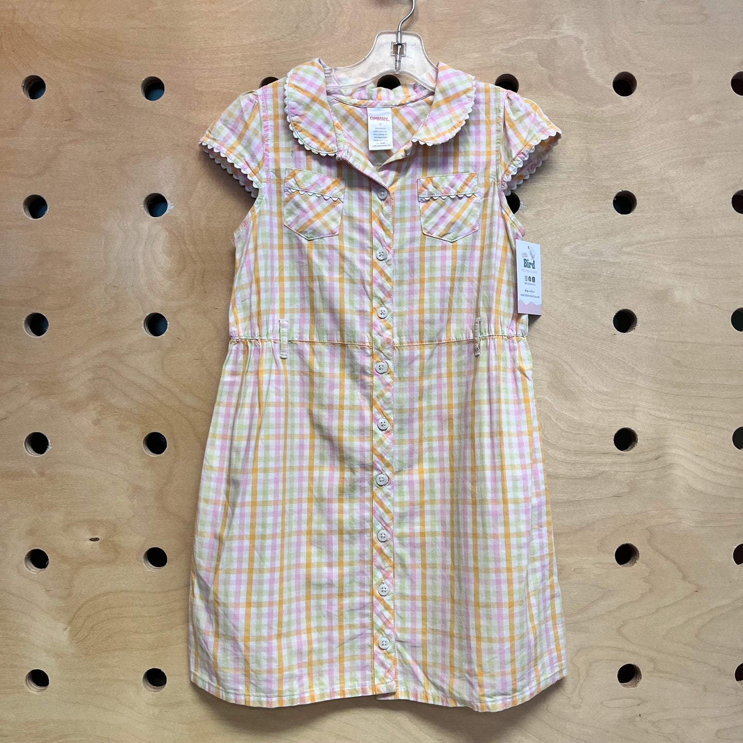 Pink/Orange Gingham Shirt Dress