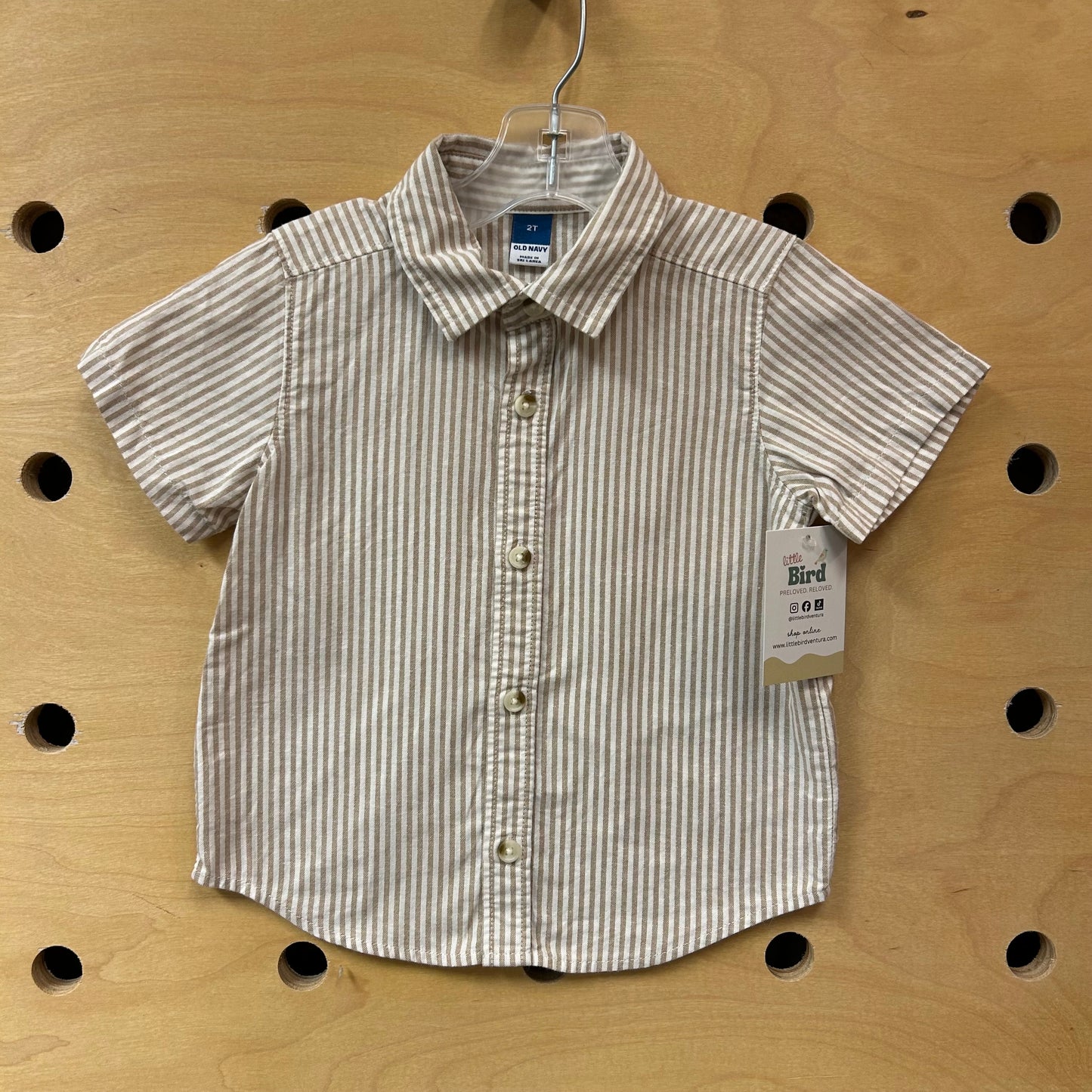 Tan/White Collared Button Up