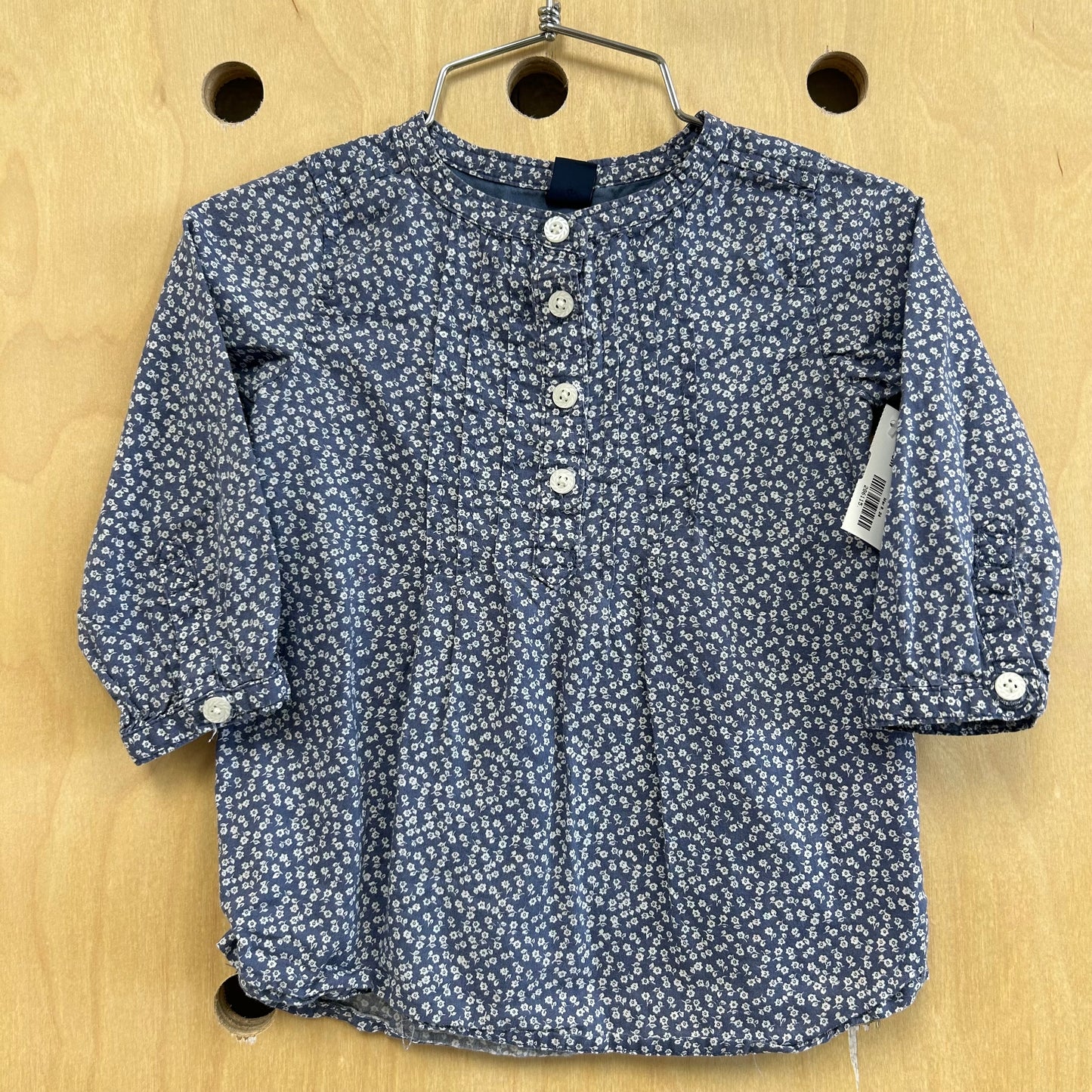 Blue Floral Henley Top