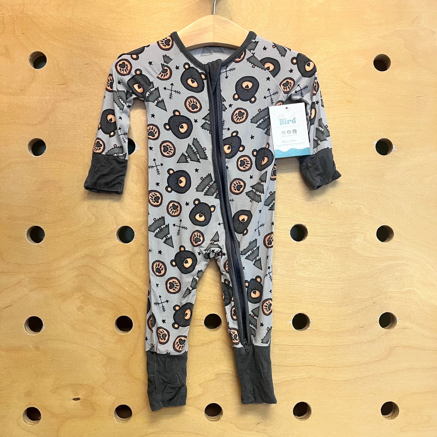 Grey Bears/Trees Bamboo Zippy