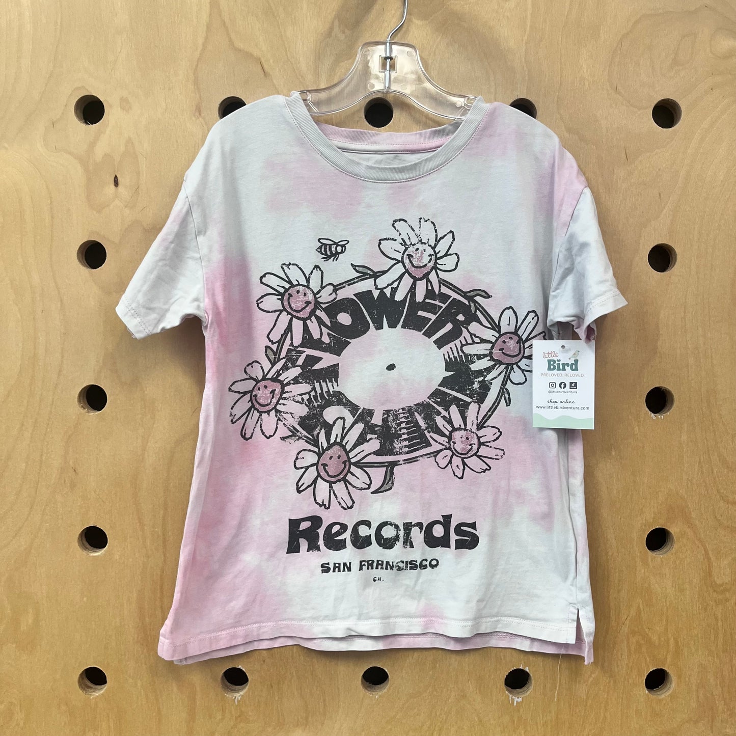 White/Pink Tie Dye 'Records' Tee