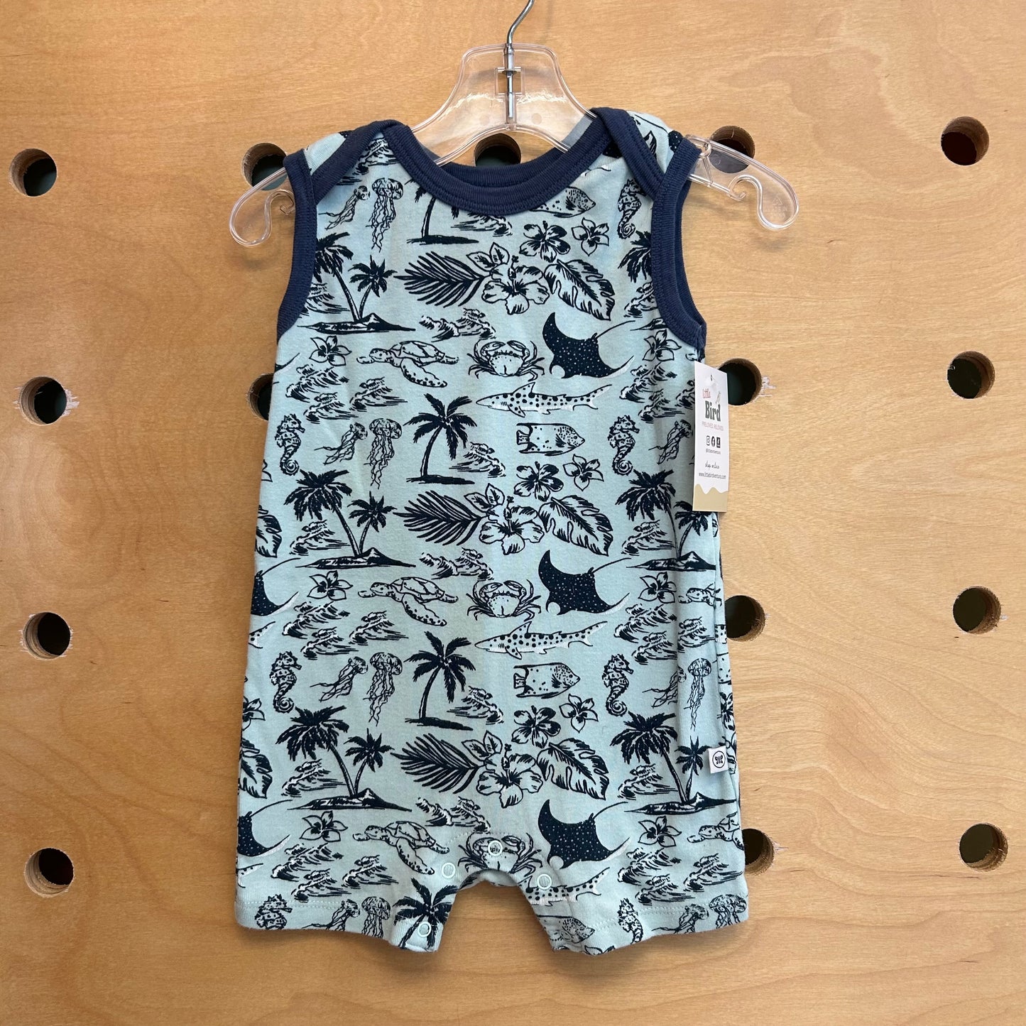 Organic Blue Sea Life Romper