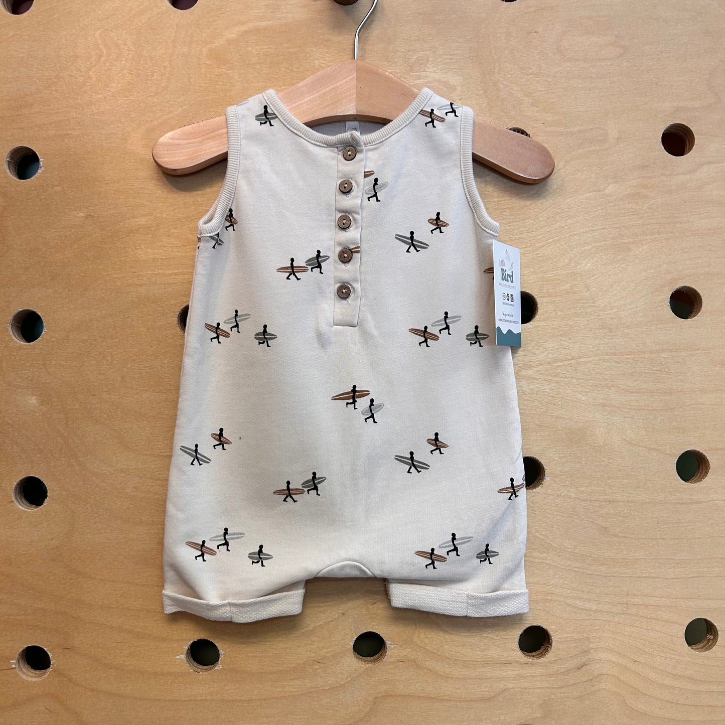 Tan Sufers 1/4 Button Romper