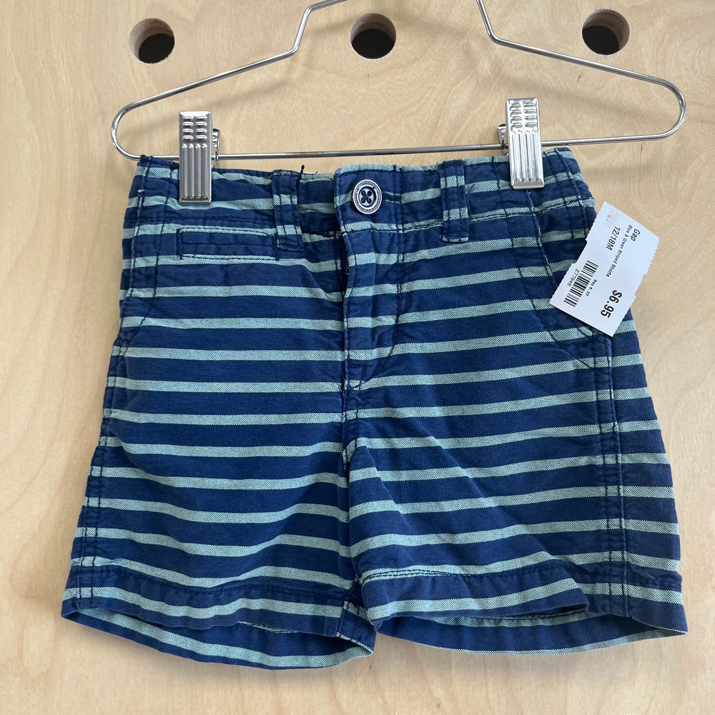 Blue & Green Striped Shorts