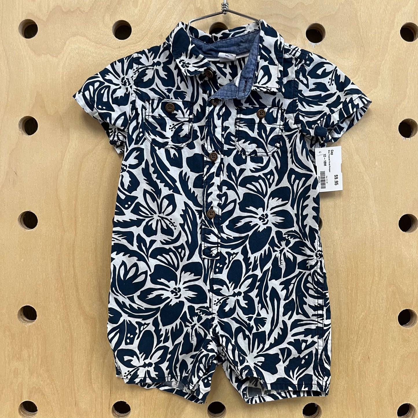 Blue Tropical Floral Romper