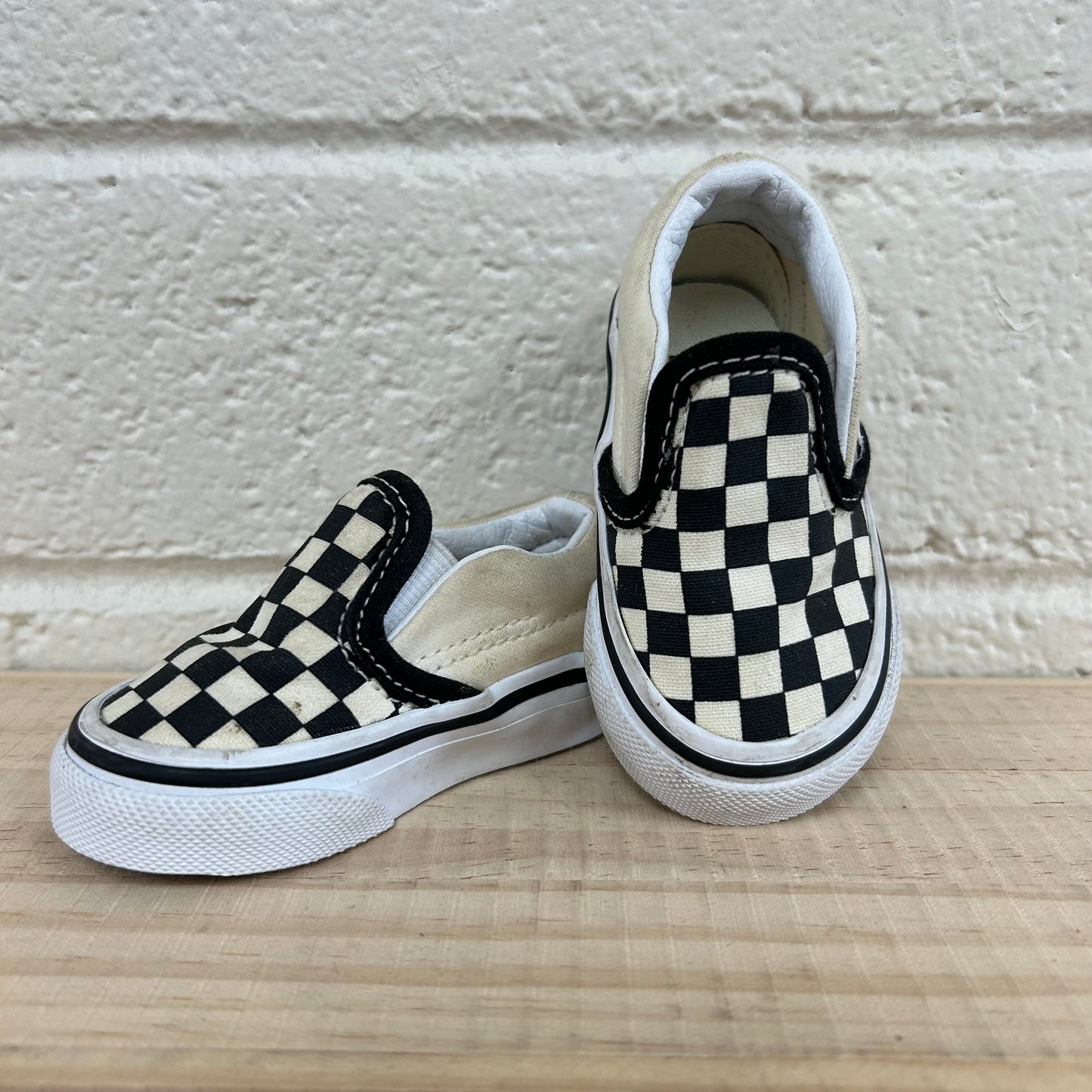 Black & White Checkered Slip Ons