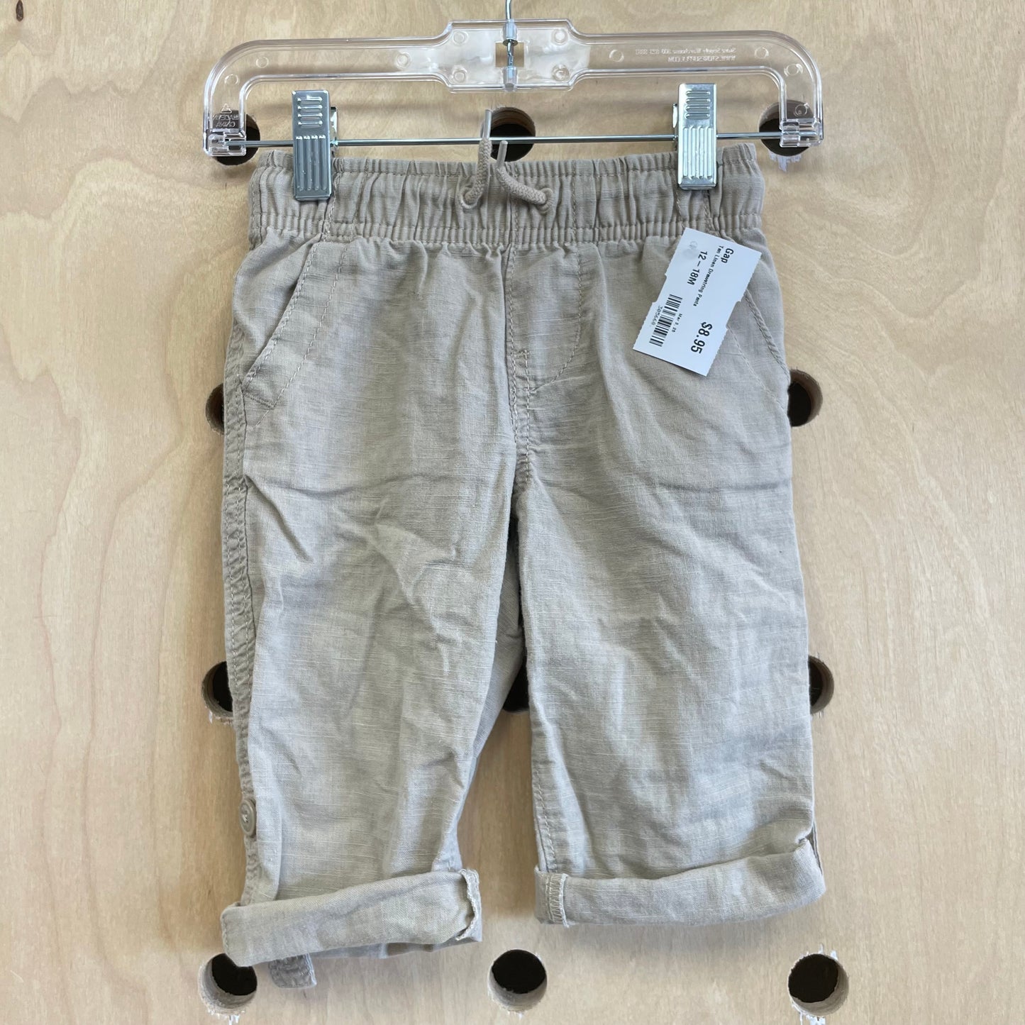 Tan Linen Drawstring Pants