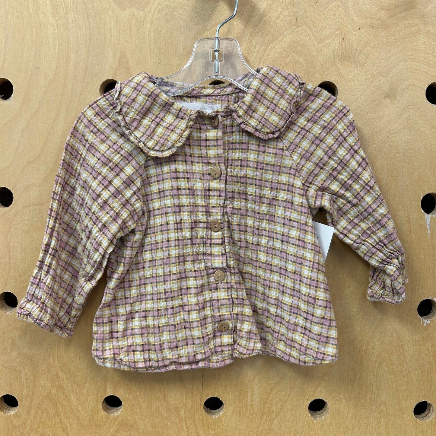 Plaid Wood Button Top