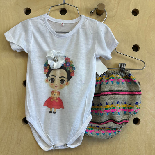 White Colorful Frida Outfit