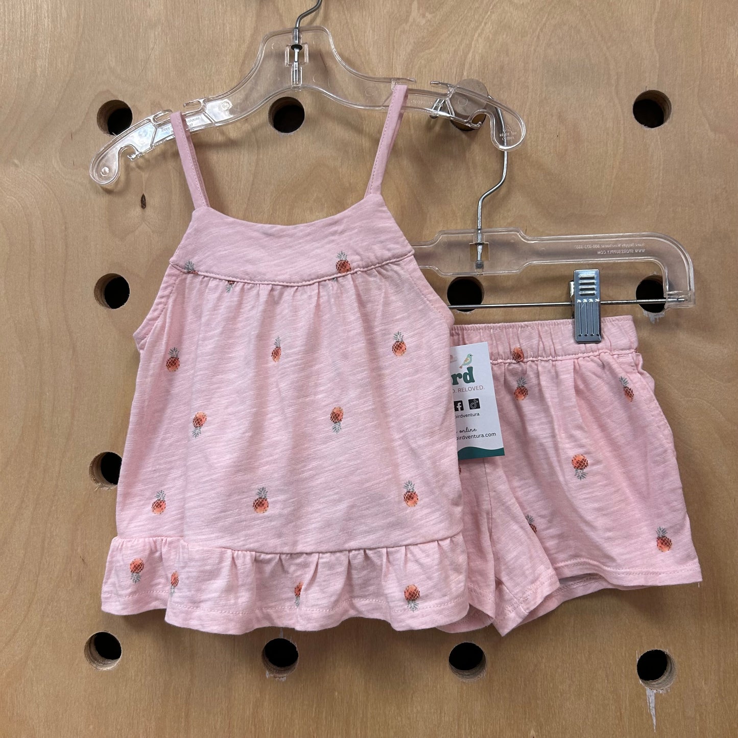 Pink Pineapple Cotton Tank & Shorts