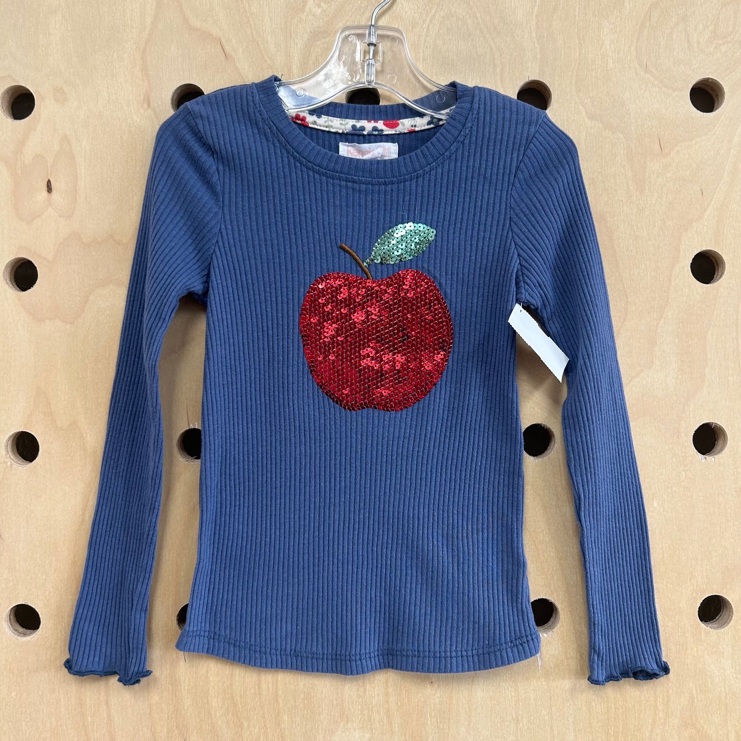 Blue Ribbed Apple Top