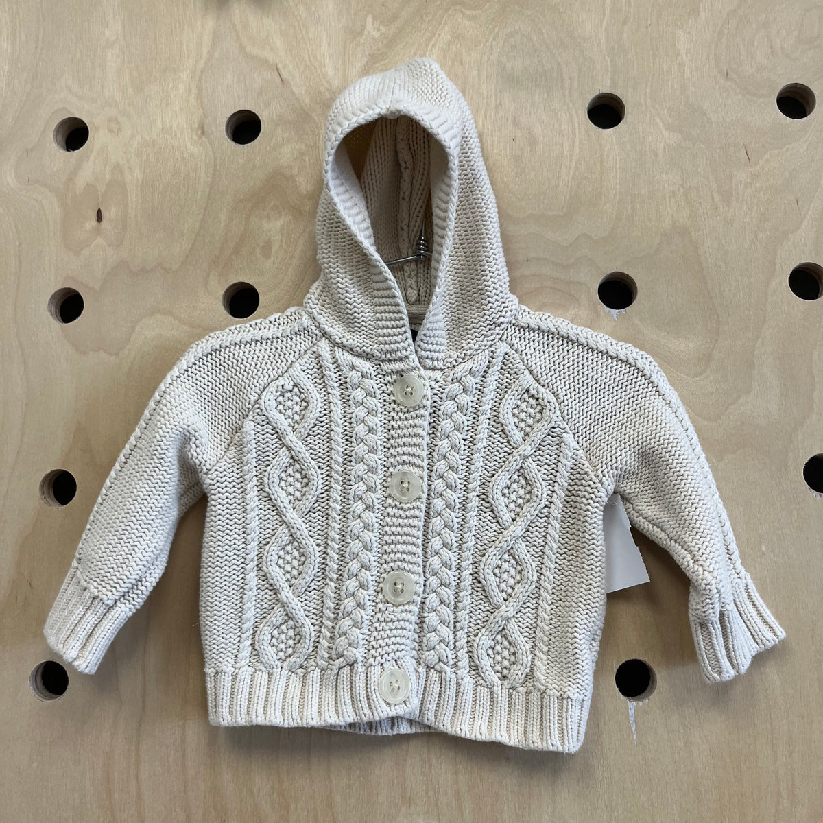 Cream Knit Hooded Sweater