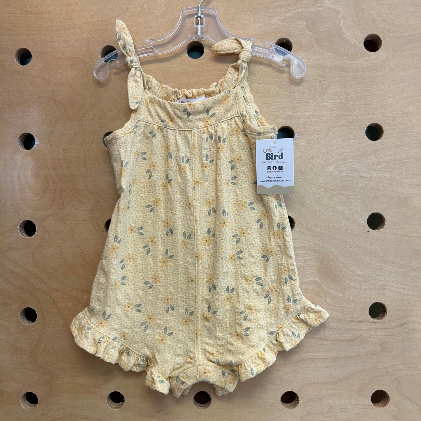Yellow Floral Pointelle Romper