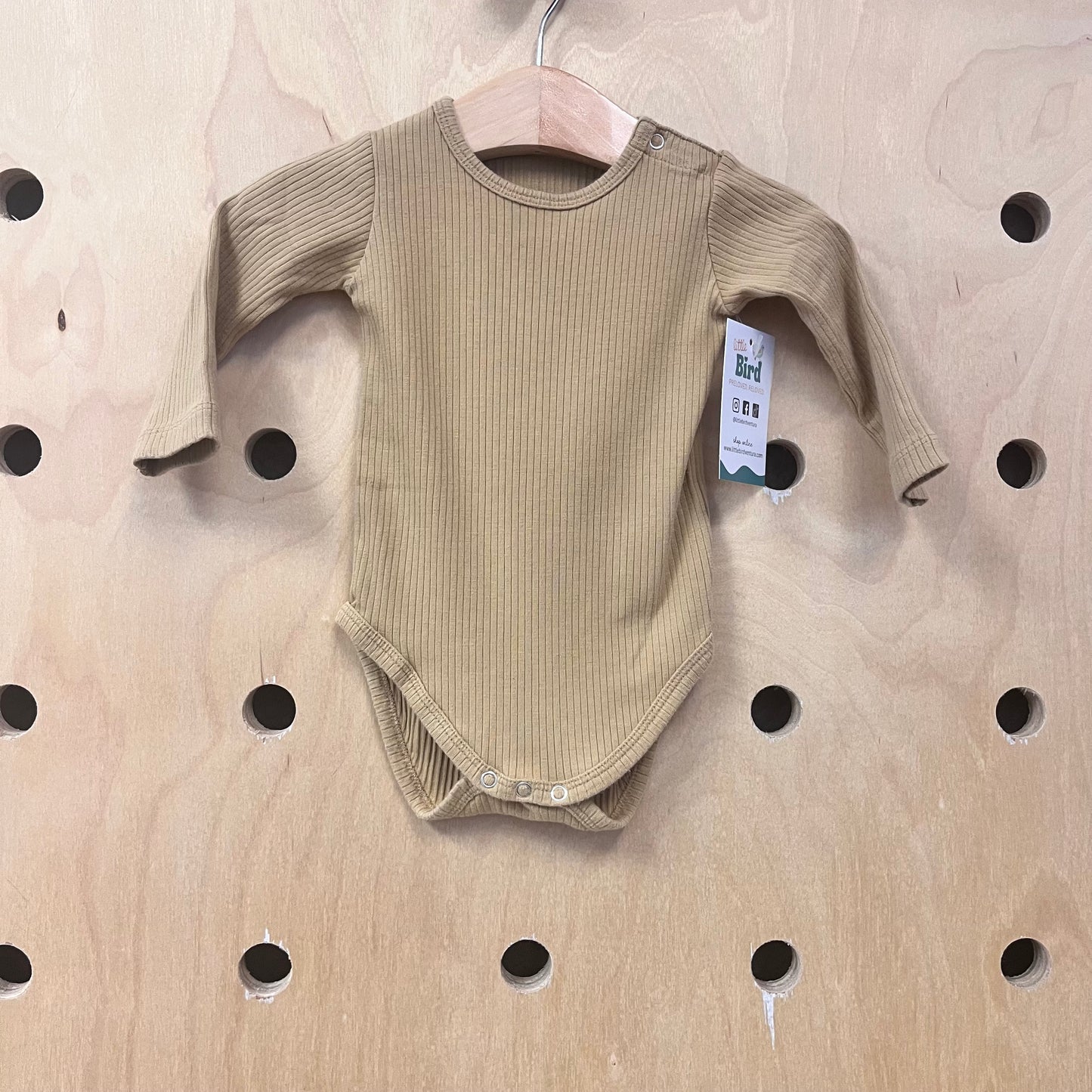 Tan Ribbed LS Bodysuit