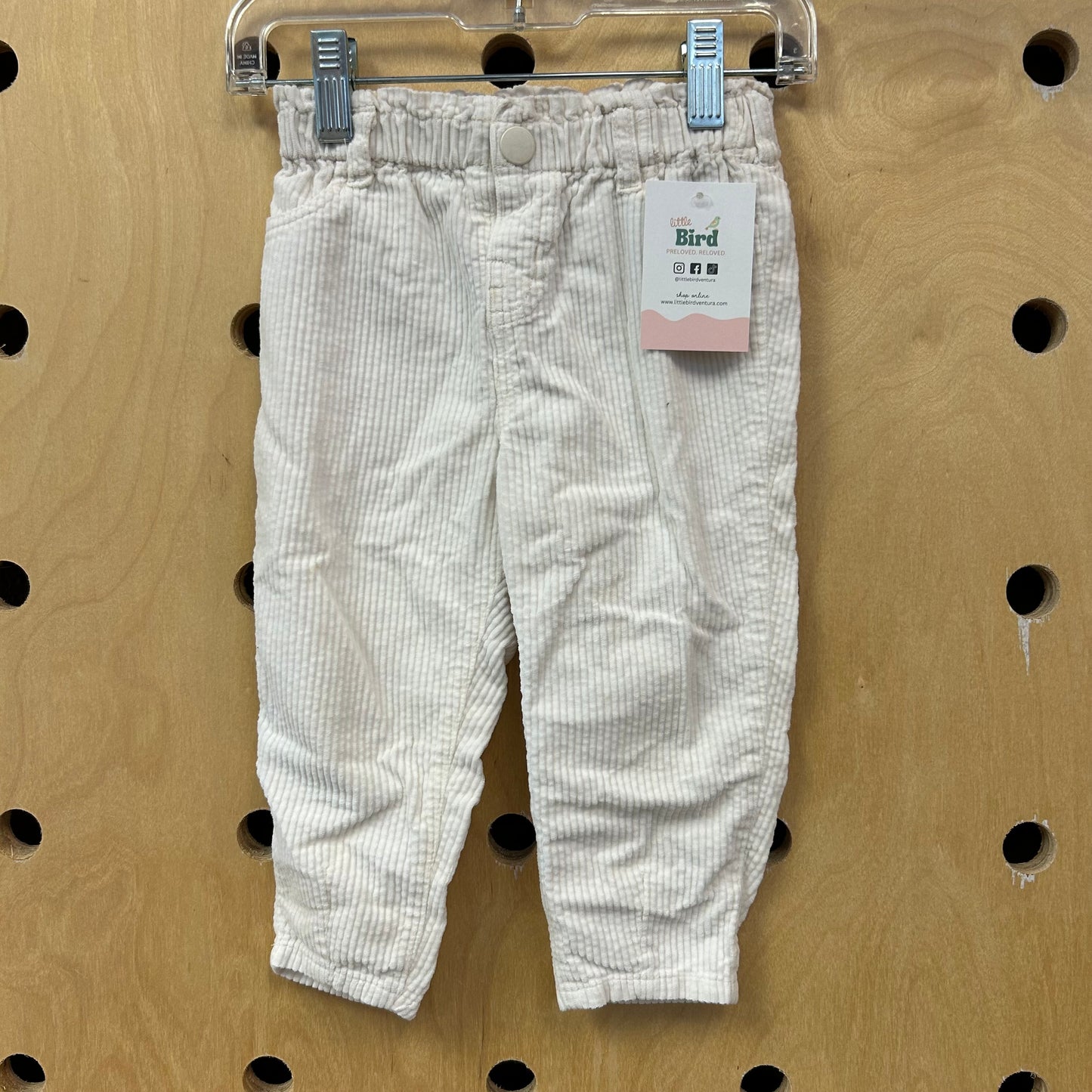 White Cord High Waist Pants
