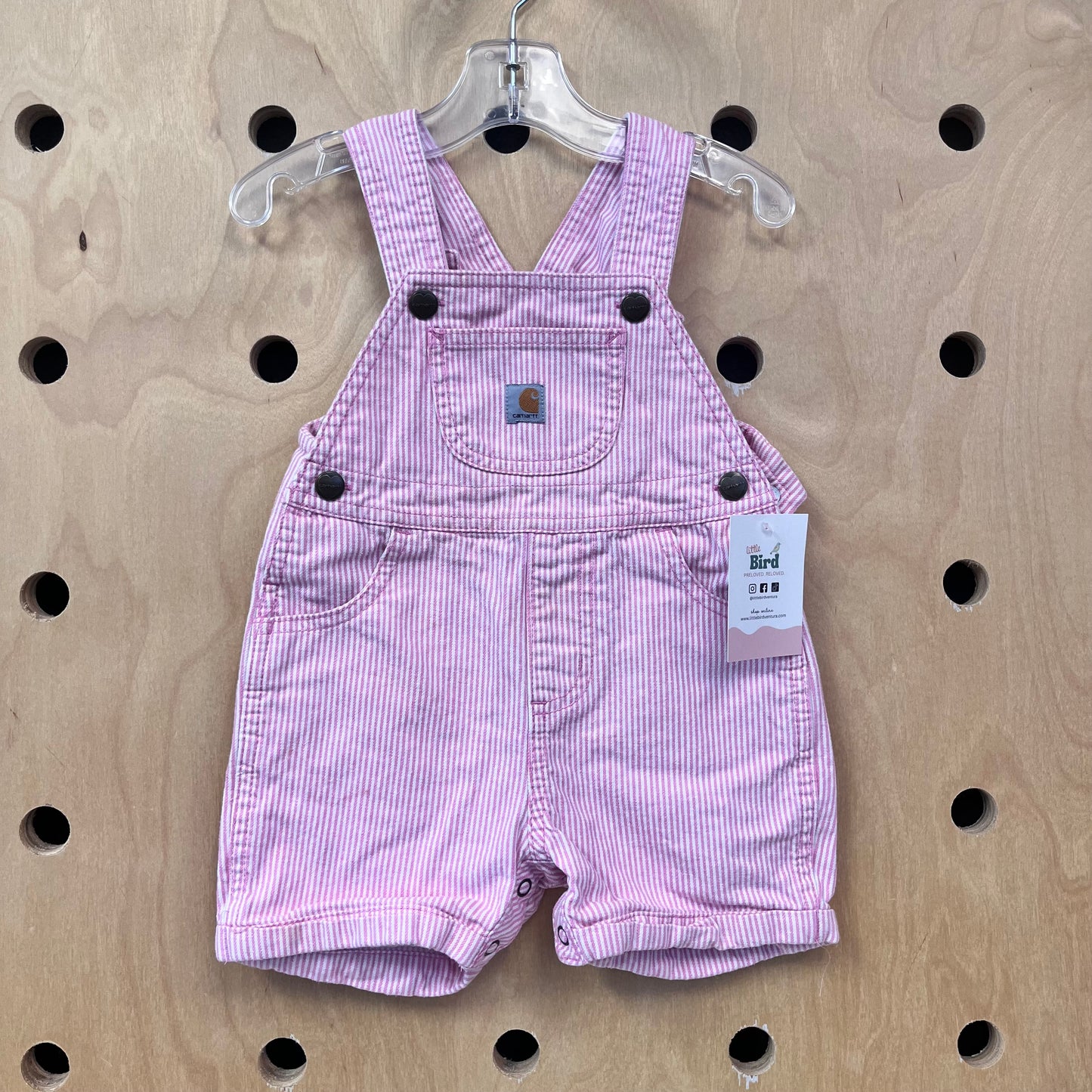 Pink Striped Denim Overalls