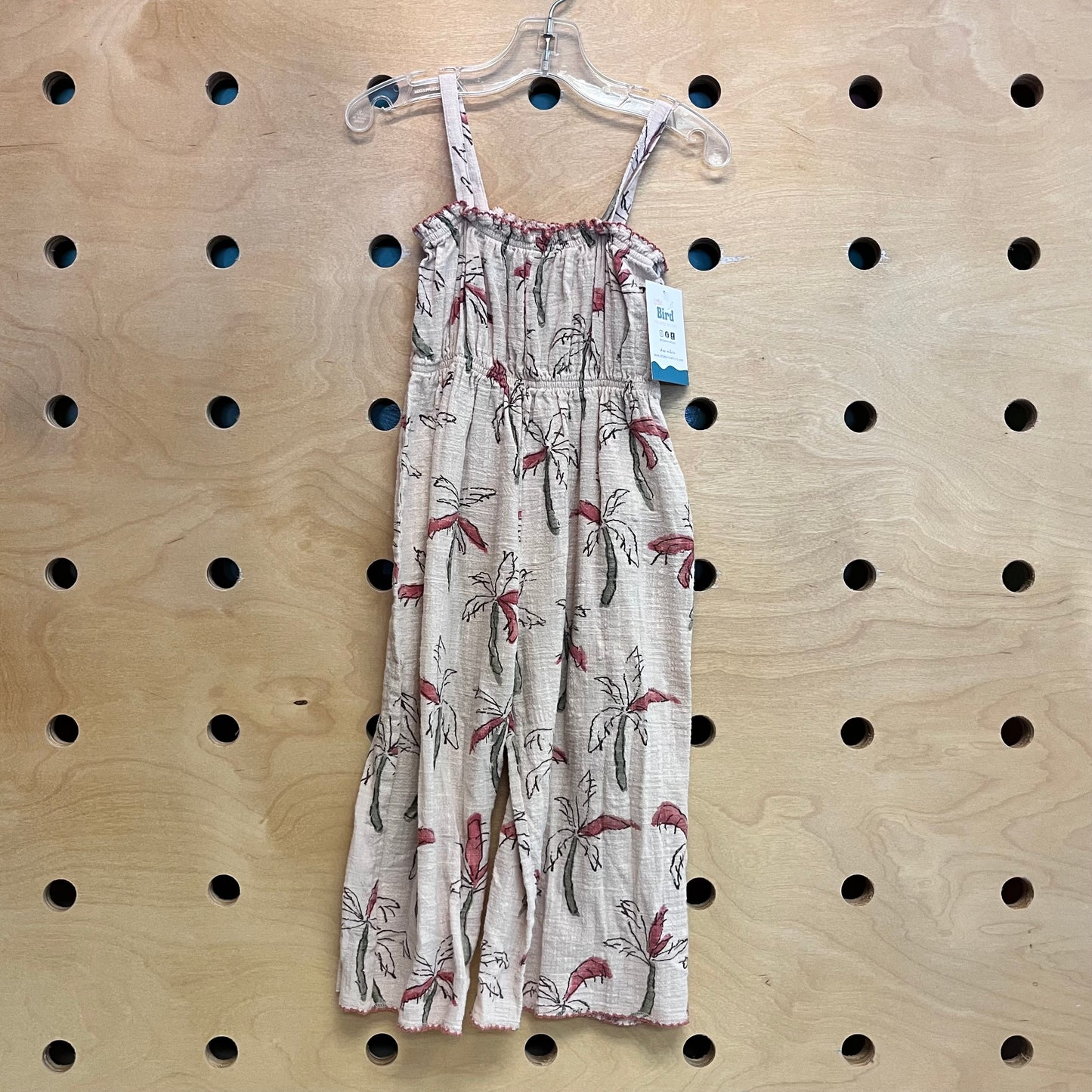 Beige Cotton Palms Romper