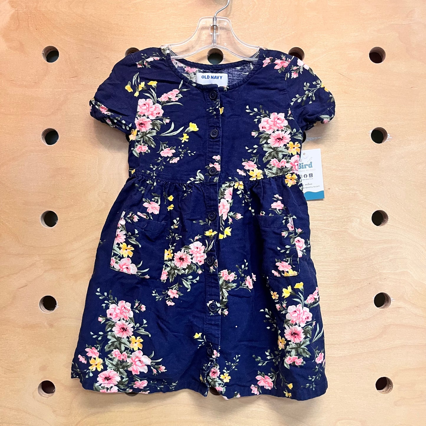 Blue Floral Button Dress