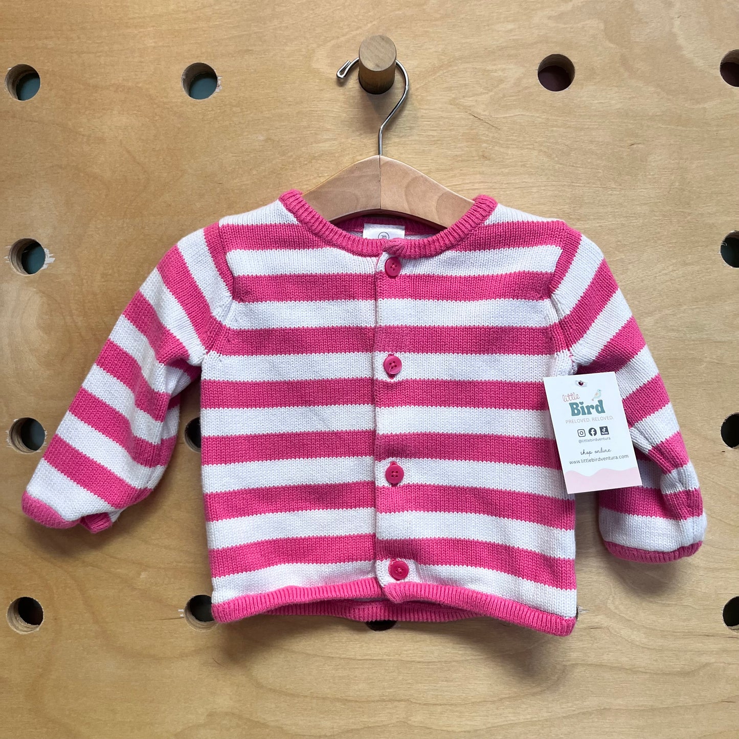 Organic Pink & White Cardigan