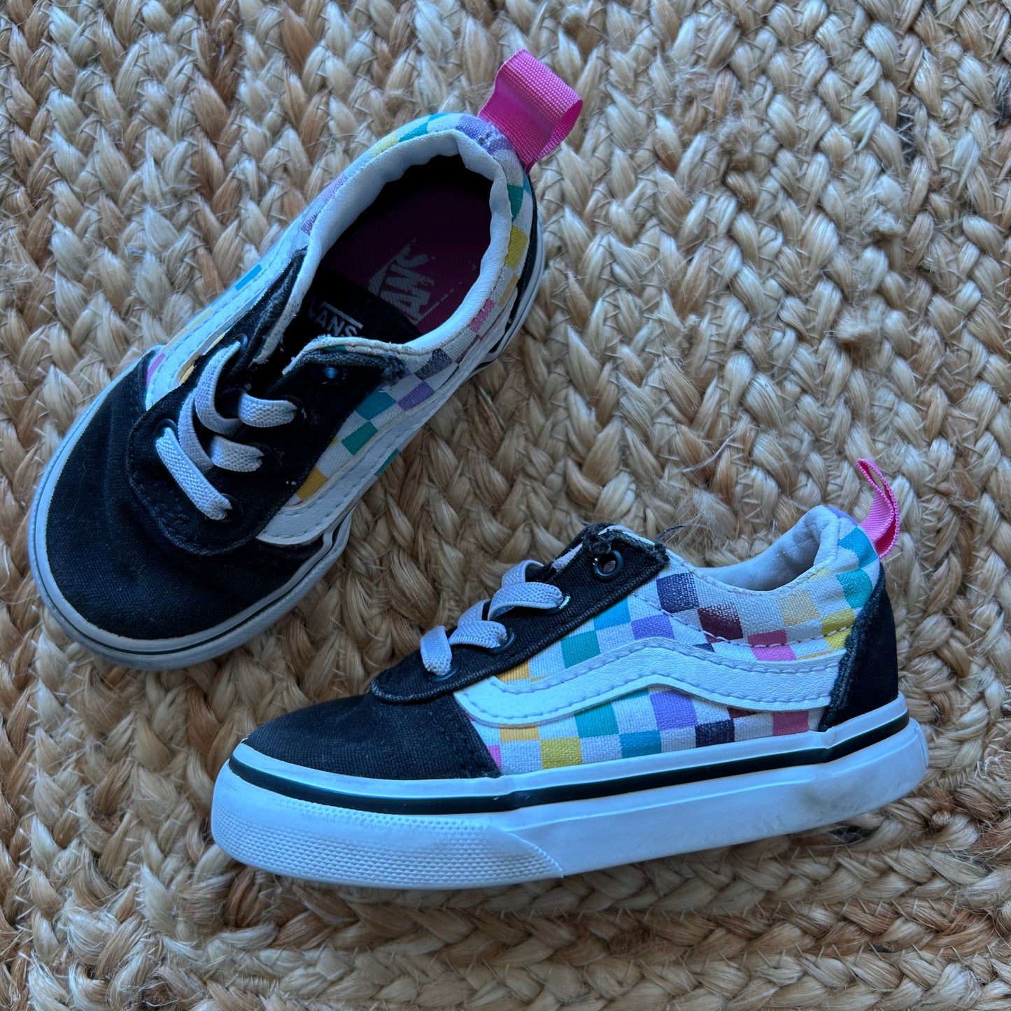Rainbow Checkered Slip-On Vans