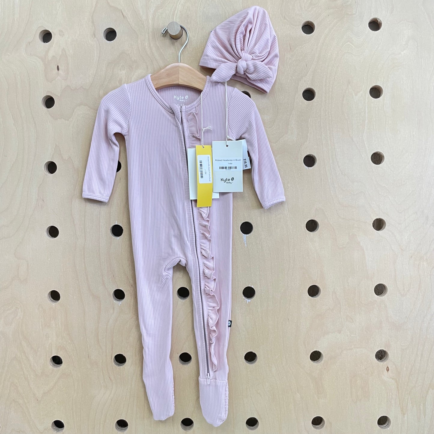 Pink Ribbed Footies + Headwrap NEW!