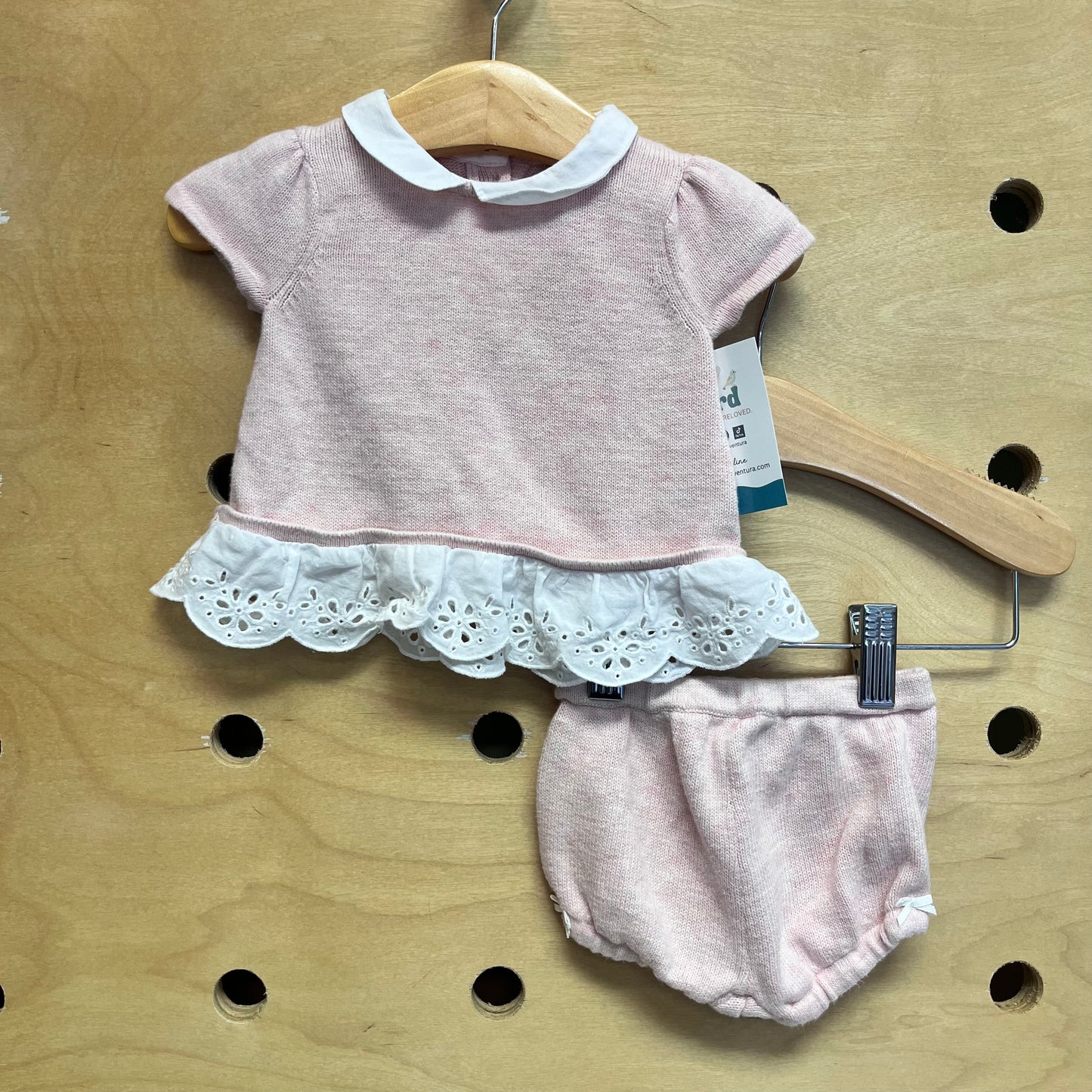 Pink & White Eyelet Knit Outfit