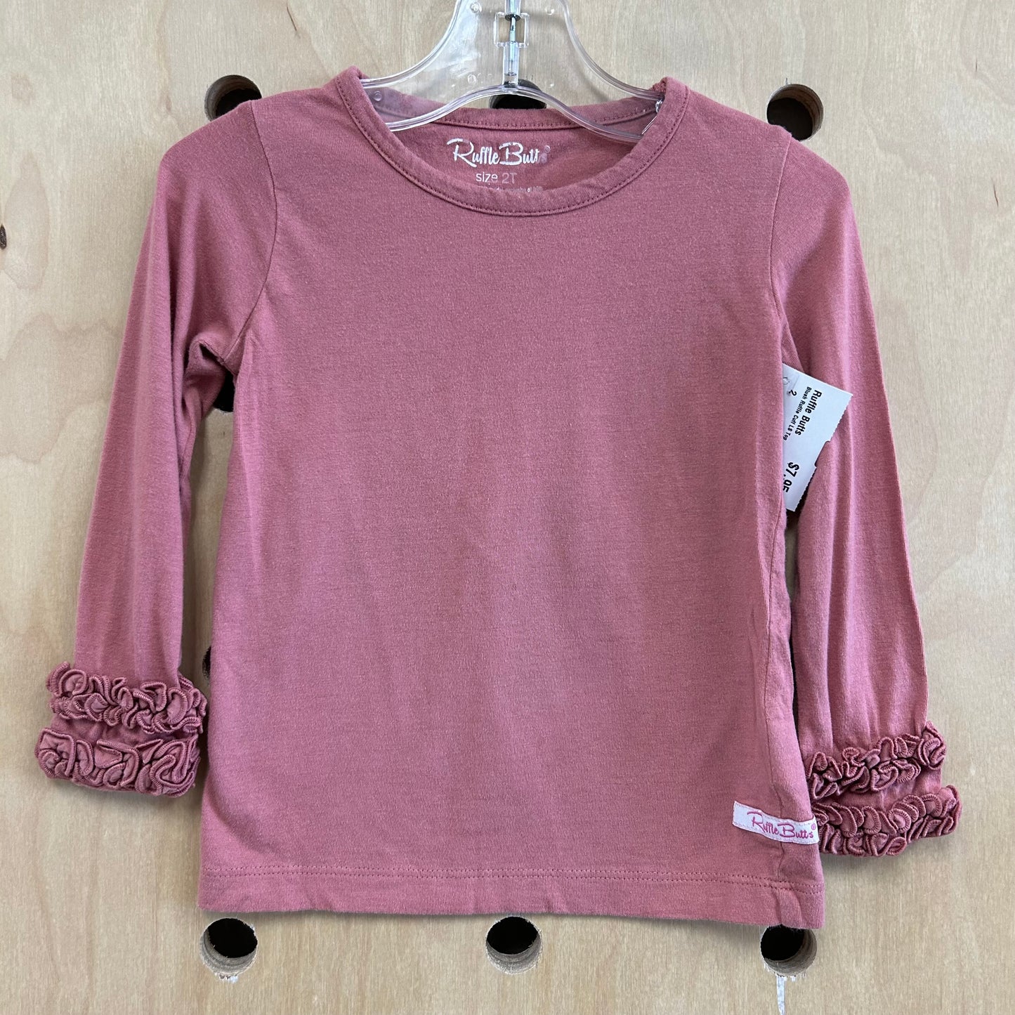 Blush Ruffle Cuff LS Top