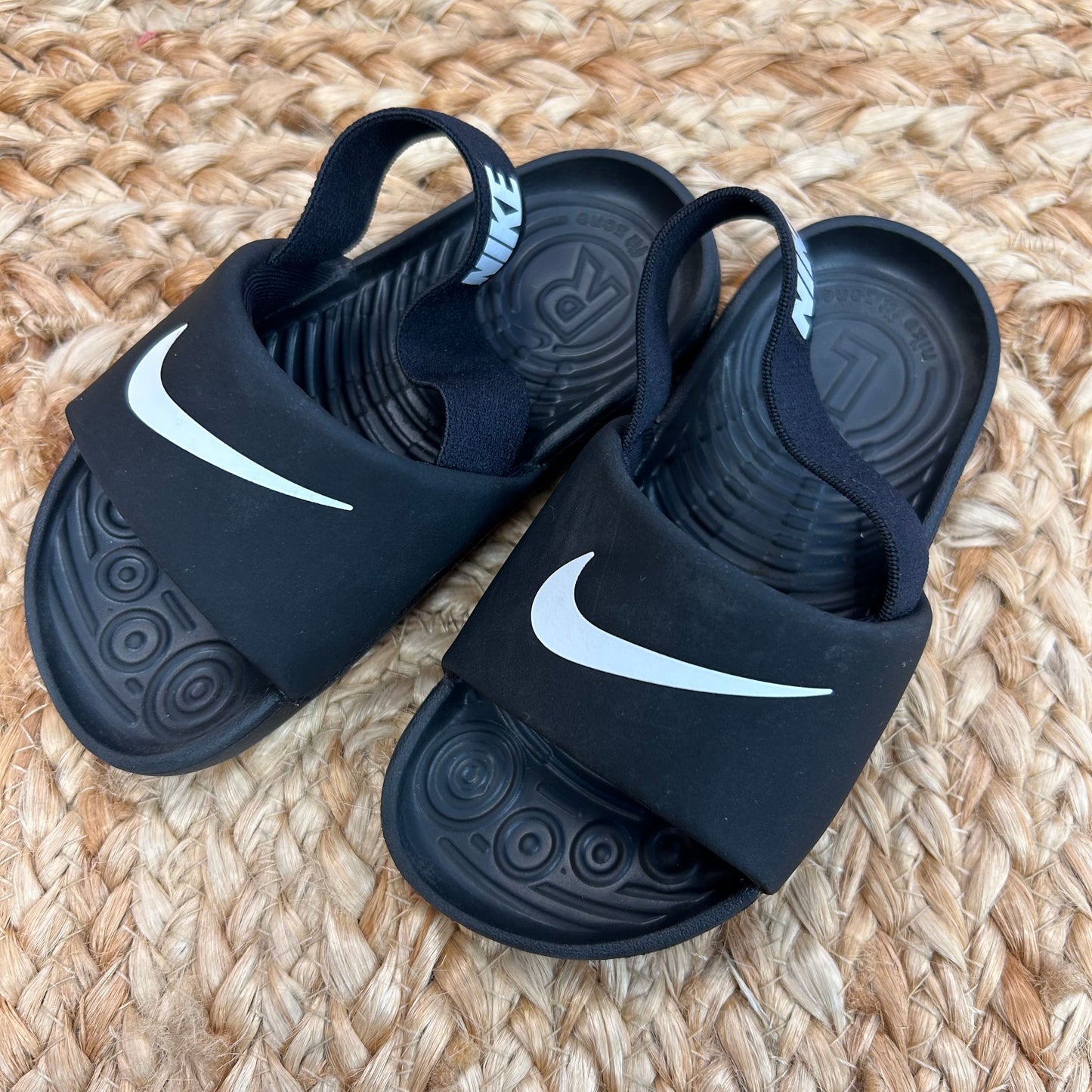 Black Ankle Strap Slides