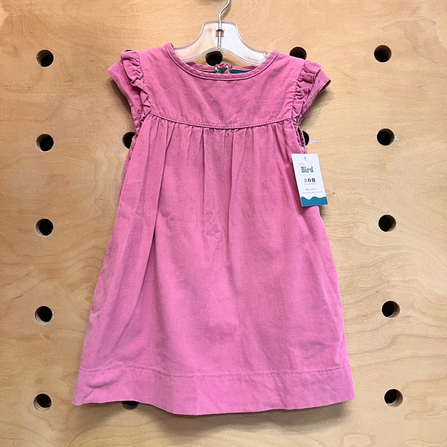 Pink Cord Floral Lined Dress