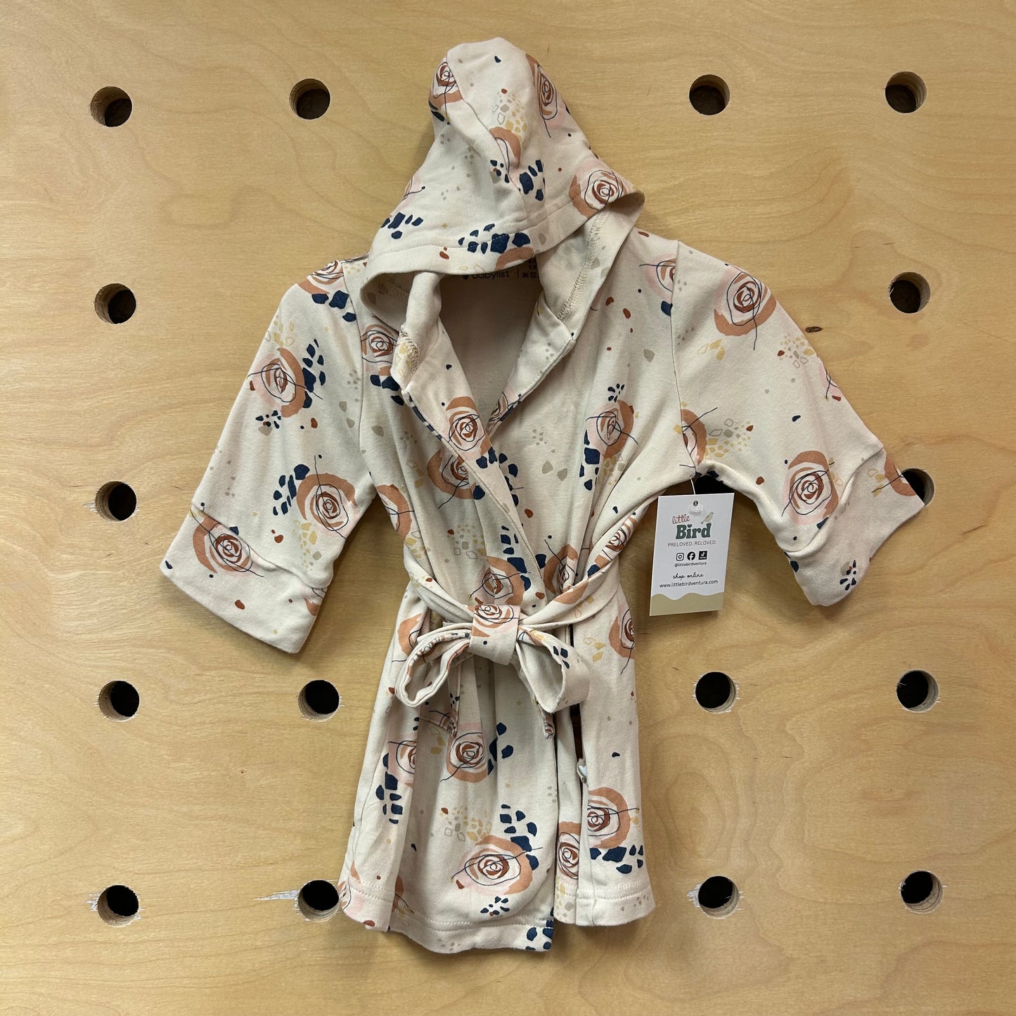 Tan/Pink Roses Hooded Robe