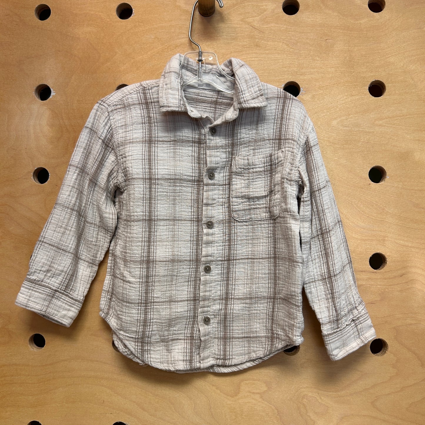 Grey/White Plaid Button Up
