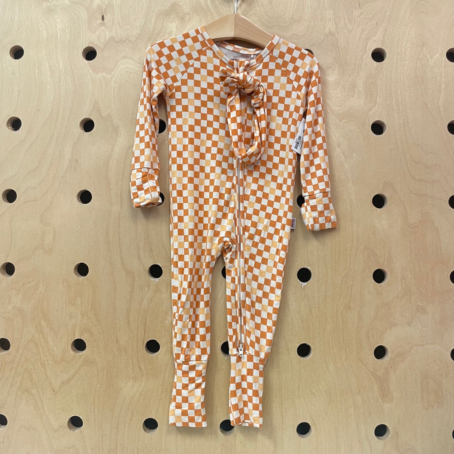 Orange Checkered Bamboo Zippy & Headband
