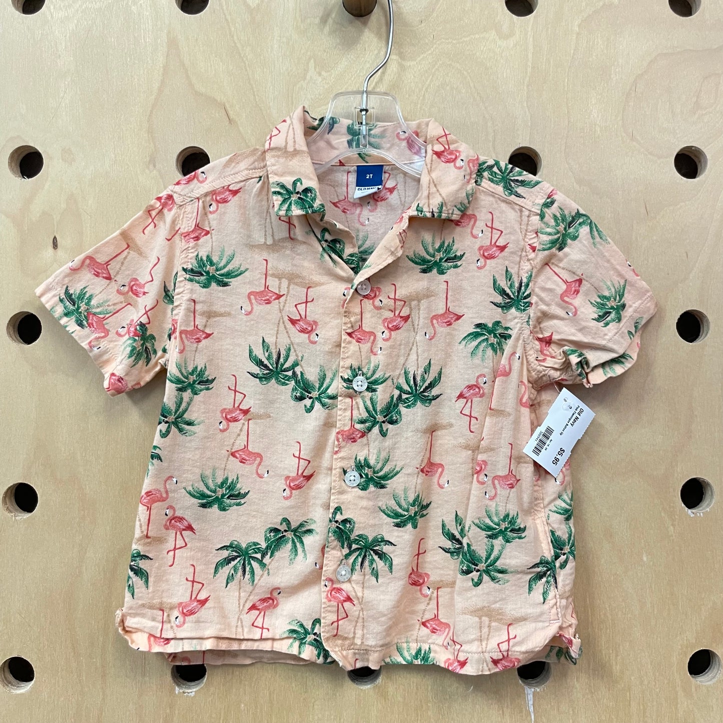 Pink Flamingos Button Up